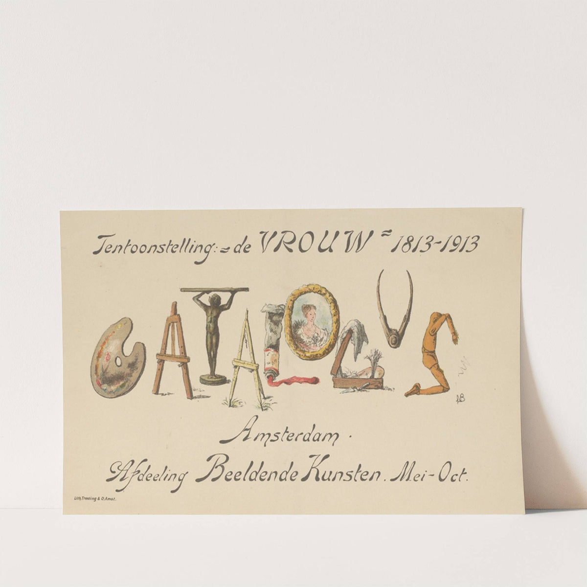 Annoncekaart van de tentoonstelling 'De Vrouw, 1813-1913' by Nelly Bodenheim