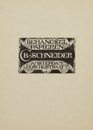 Annoncekaart voor C.B. Schneider, Behangselpapieren, Leidschestraat 79, Amsterdam (1925)