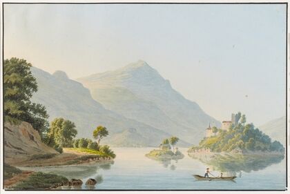 Ansicht der Insel Schwanau im Lauerzersee (1915-1945)