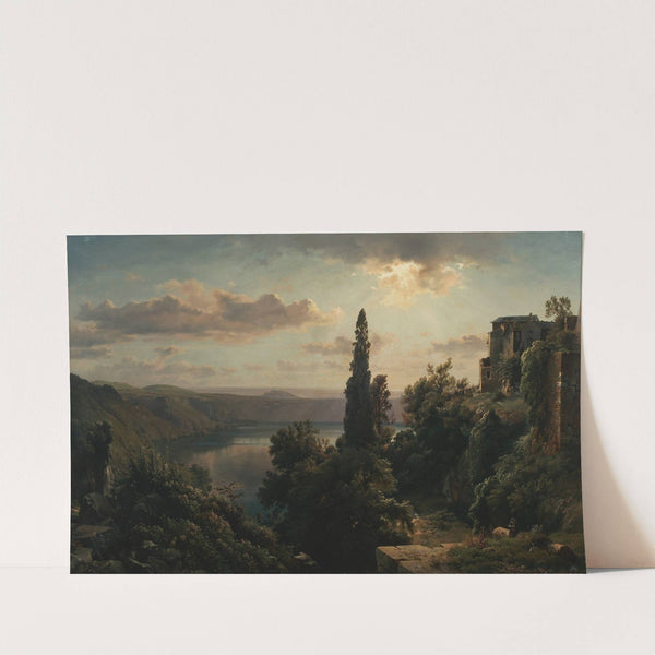 Ansicht des Nemisees im Albanergebirge bei Rom by Louis Gurlitt