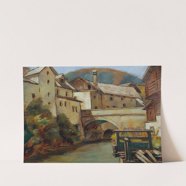 Ansicht Einer Stadt Mit Fluss Und Brücke by Anton Hula