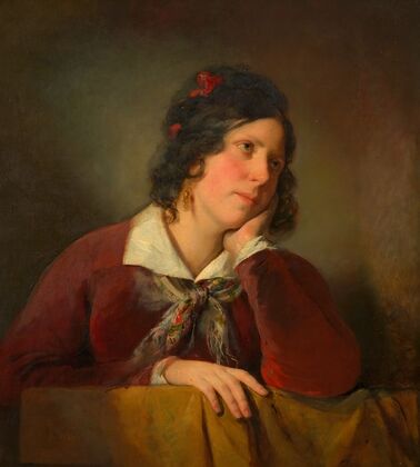 Antonie Amerling mit aufgestütztem Kopf (1. Gattin des Künstlers)