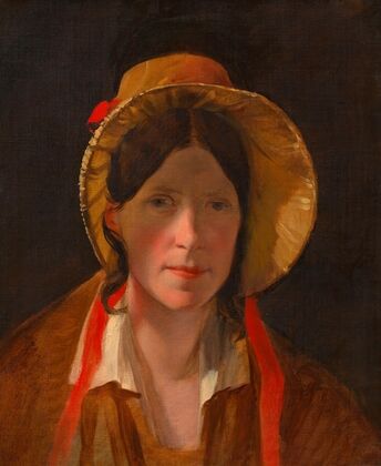 Antonie Amerling mit Florentinerhut (1. Gattin des Künstlers)
