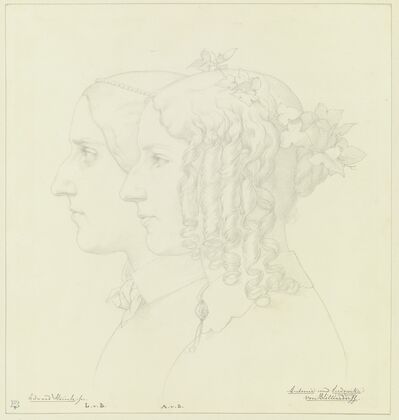 Antonie von Blittersdorff und Ludowika von Blittersdorff, verehelichte von Rauch, im Profil nach links