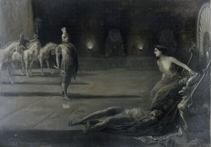 Antony approaching Cleopatra, Meïamoun lying dead at her feet (1900)