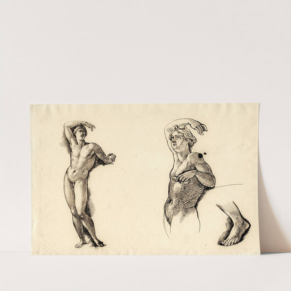 Apollino (Apollo Medici), full length view, the upper part of the body and the left foot by David Humbert de Superville