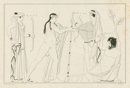 Apollo and Artemis come to the aid of Leto, who was abducted by the giant Tityus (1844-1861)