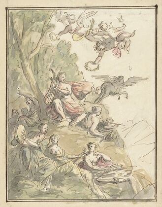 Apollo en de muzen op de Parnassus