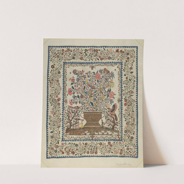 Applique and Embroidered Coverlet by Margaret Concha