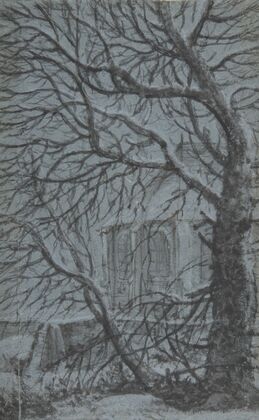 Apse of a Church Seen Through the Snowy Branches of a Tree (17th century)