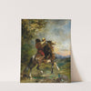 Arab À Cheval Portant En Croupe Un Fou by Eugène Fromentin