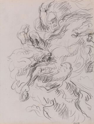 Arab Horseman Attacked by a Lion