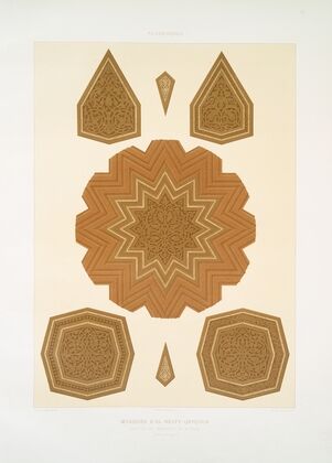 Arabesques; mosquée d’El Nesfy-Qeyçoun; détails des boiseries du mihrab (XIVe. siècle); 2 (1877)