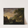 Arcadisch landschap met ondergaande zon by Daniël Dupré