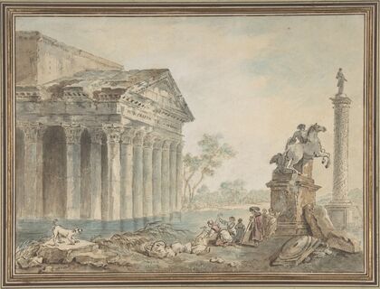 Architectural Capriccio with Roman Monuments and Washerwomen