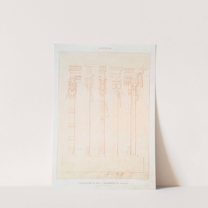 Architecture; constructions en bois. - colonnettes des édicules (XVIIIe. et XIXe. dynasties) by Émile Prisse d'Avennes
