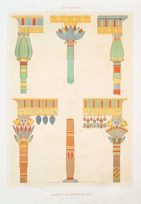Architecture; détails de colonnettes en bois (tirés de divers hypogées) — size preview