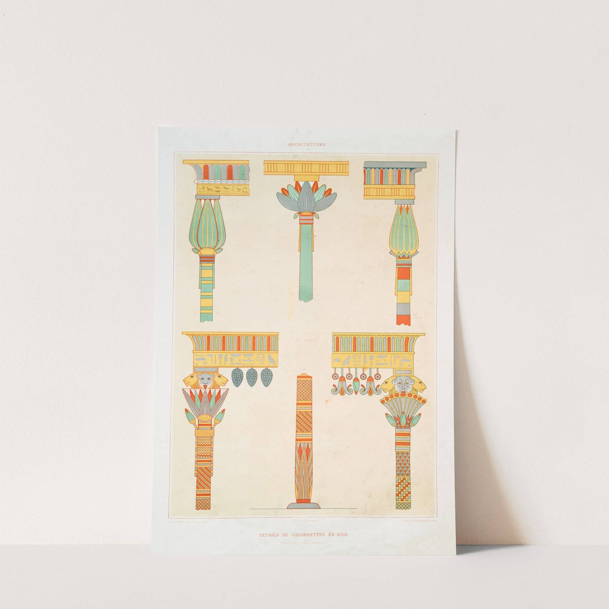 Architecture; détails de colonnettes en bois (tirés de divers hypogées) by Émile Prisse d'Avennes