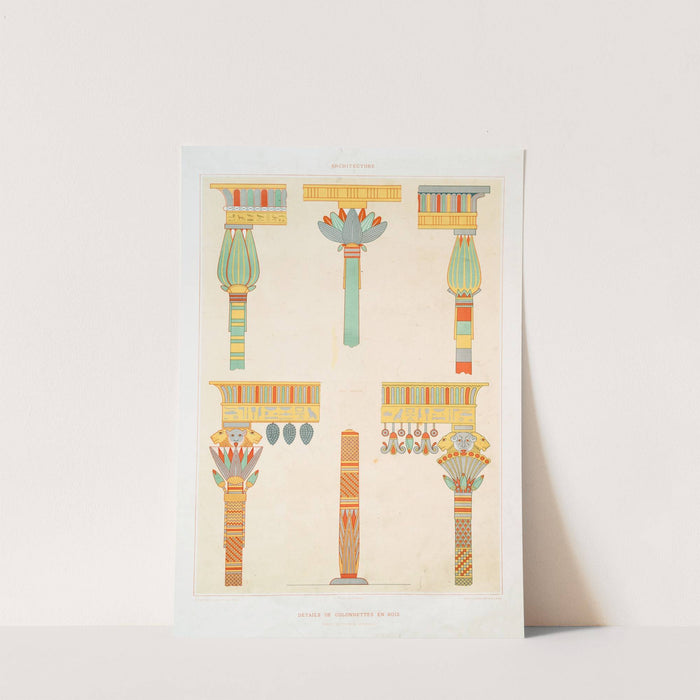 Architecture; détails de colonnettes en bois (tirés de divers hypogées) by Émile Prisse d'Avennes