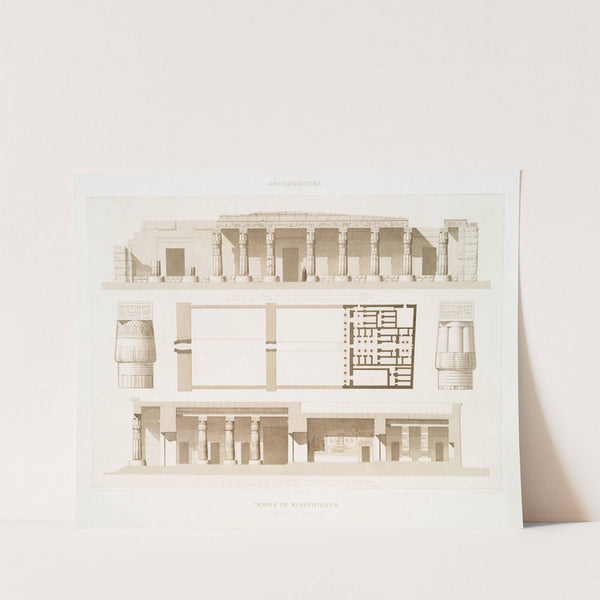 Architecture; Temple de Menephtehum (plan, coupe et élévation) (1878) by Émile Prisse d'''Avennes