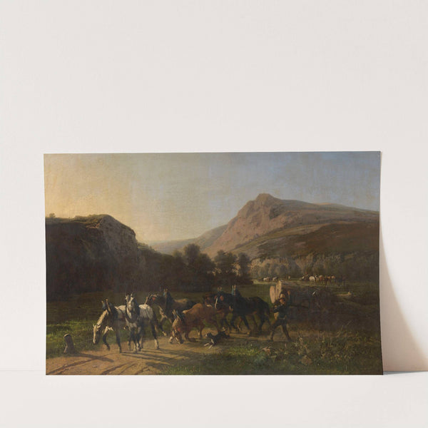 Ardeens landschap met figuren en dieren by Paul Van der Vin