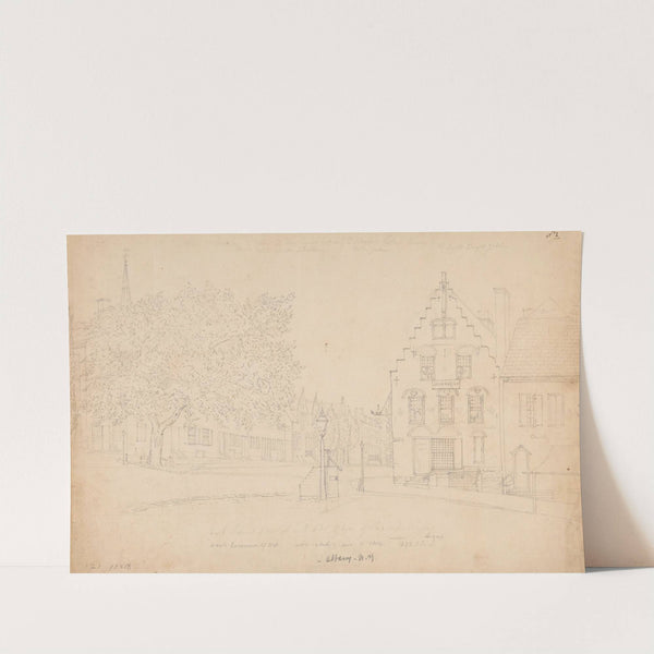 Argus newspaper office on State Street in Albany and surrending homes and churches by John Rubens Smith