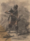 Armoured Companion with a Battle in the Background (1863)