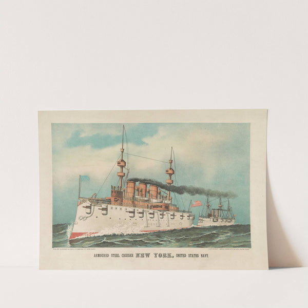 Armoured steel cruiser New York, United States Navy (1893) by Currier & Ives.