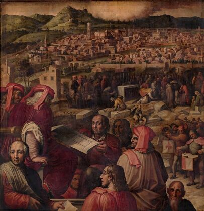 Arnolfo shows the plan to enlarge Florence