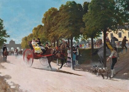 Arriving at the Plaza de Toros, before the gate of Alcala, Madrid