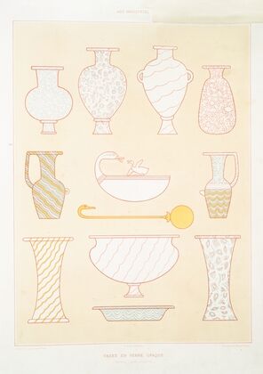 Art industriel; vases en verre opaque (ThÃ¨bes — XVIIIe. dynastie)