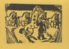 Artilleristen beim Pferdebewegen (1915)