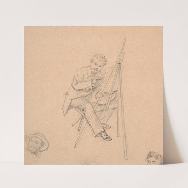 Artist painting at his easel by Marie Bracquemond