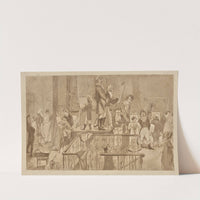 Artists painting in an exhibition of paintings at the British Institution (1884) by Alfred Edward Chalon