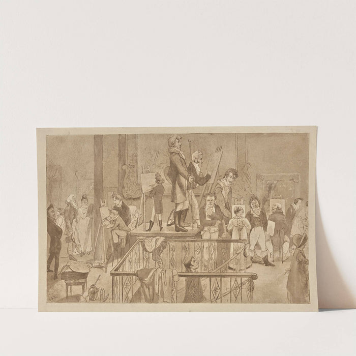 Artists painting in an exhibition of paintings at the British Institution (1884) by Alfred Edward Chalon