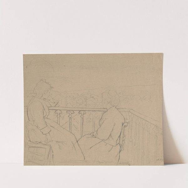 Artist’s Wife Cella and Sister Agathe Sitting on the Balcony (1877) by Hans Thoma