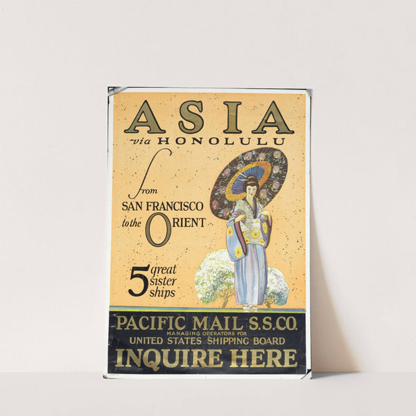 Asia Via Honolulu From San Francisco To The Orient, 5 Great Sister Ships [Woman With An Umbrella] by Anonymous