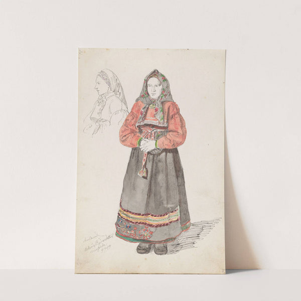 Aslaug Bjørnsdatter Mosebø, Sauland (1844) by Adolph Tidemand