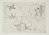 Assiette à dessert ; trois motifs composés chacun d’un ruban, d’une fleur et d’un oiseau (1866 - 1878)