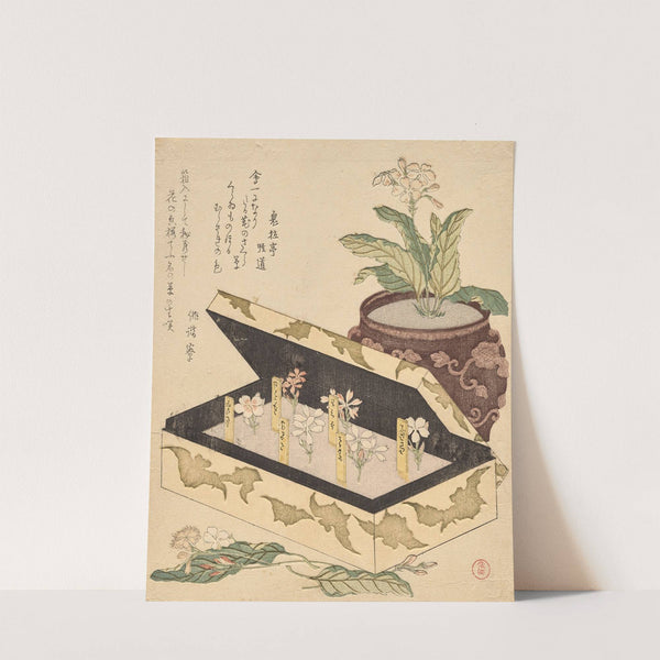 Assortment of primroses in a lacquer box by Kubo Shunman