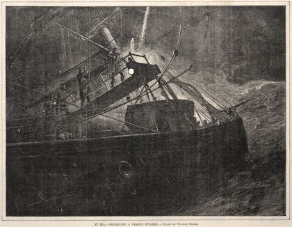 At Sea, Signalling a Passing Steamer (1871)