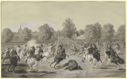 Attacke der französischen Cavallerie auf die Stadt Frankfurt am Main im April 1797