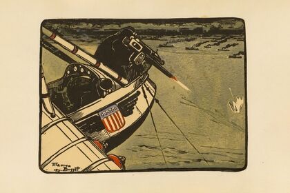 Attaque d’un sous marin par hydravion. Golfe de Gascogne, 1918 (Attack of a Submarine by a Seaplane, Bay of Biscay, 1918) (1920)
