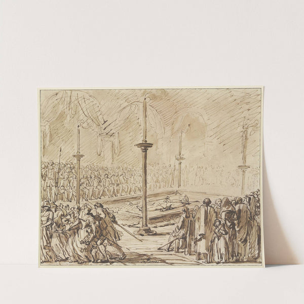 Ausstellung der Leiche eines französischen Revolutionshelden by Louis Jean-Jacques Durameau