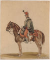 Austrian Hussar on a bay horse