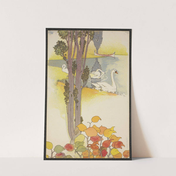 Autumn motif with swans by Thorolf Holmboe