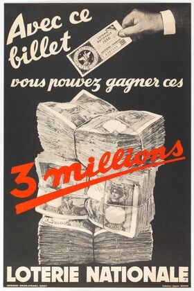 Avec ce billet vous pouvez gagner ces 3 millions LOTERIE NATIONALE (1936)