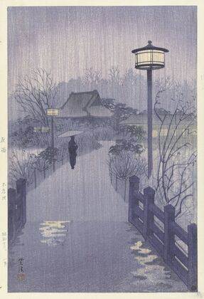 Avondregen bij de Shinobazu vijver