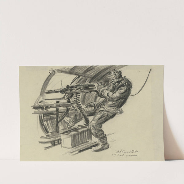 B-17 waist gunner by Howard Brodie