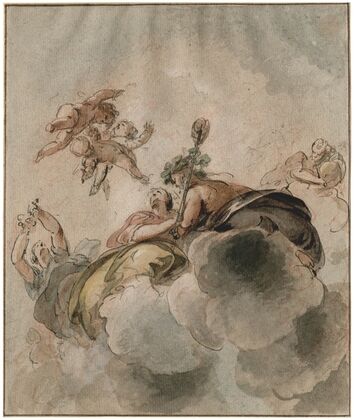 Bacchantes and putti amongst the clouds